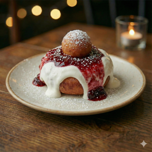 Papanasi cu smantana si dulceata